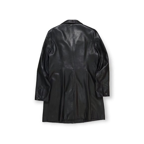 Cole Haan Genuine Lambskin Coat Trench Long Jacket Button Up Womens 10 - Picture 2 of 10